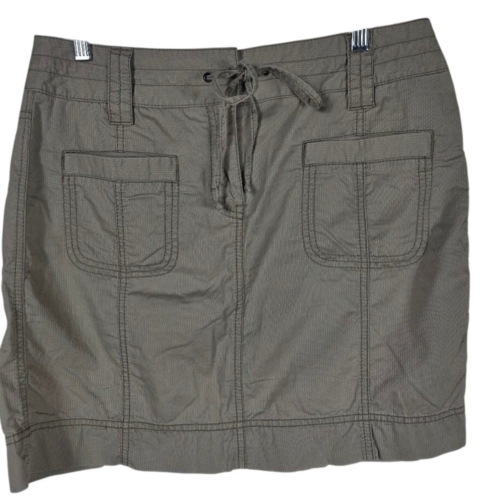 Ann Taylor Loft Cargo Mini Skirt Womens 6 Khaki Tan Excellent Drawstring Utility